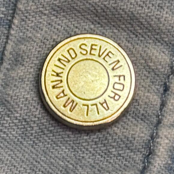 7 For All Mankind Shirt Dress Womens Medium Blue Denim Faded Washed Button Up - Picture 8 of 10